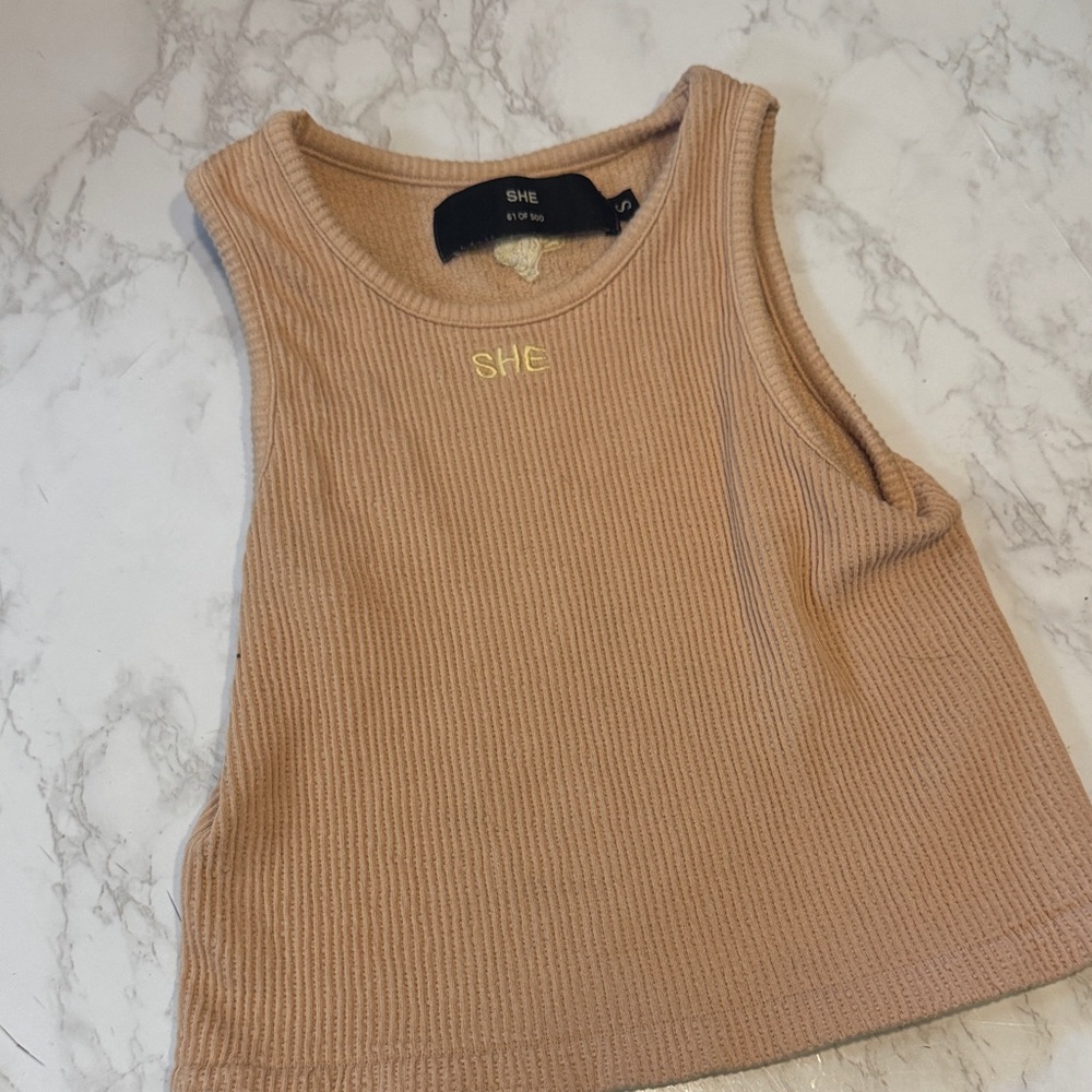 Darc Sport Beige Ribbed Crop Top